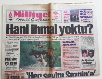 Milliyet Gazetesi 12 Haziran 1993 -32 Şehitlik Katliamda Hani İhmal Yoktu GZ6252 - 1
