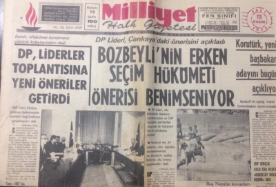 Milliyet Gazetesi 12 Kasım 1974 - DP Lideri Çankayadaki Önerisini Açıkladı - GZ12674 - 2