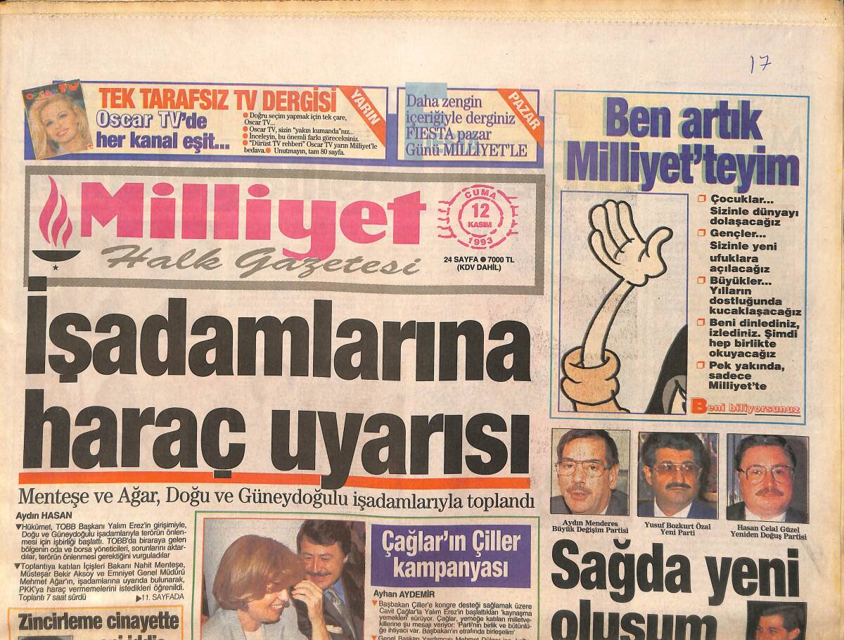 Milliyet Gazetesi 12 Kasım 1993 - Galatasaray Süper Kupa'da - Emel Sayın Ve Melekleri GZ3214 - 1