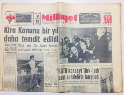 Milliyet Gazetesi 12 Mayıs 1955 - Nato Konseyi Türk - Irak Paktını Taktirle Karşıladı GZ53757 - 1