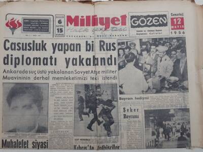 Milliyet Gazetesi - 12 Mayıs 1956 - Casusluk Yapan Rus Diplomat Yakalandı GZ112185 - 1