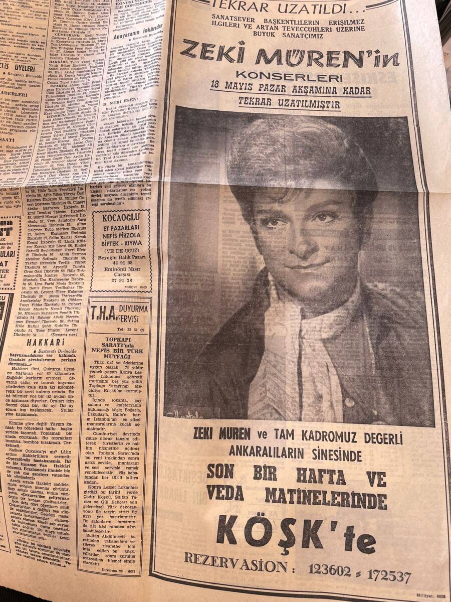 Milliyet Gazetesi 12 Mayıs 1969 - Zeki Müren Afiş - Nuran Sayın Da Kimsesiz Çocukların Annesi Seçildi - Galatasaray Beşiktaş'ı Yendi GZ140078 - 2