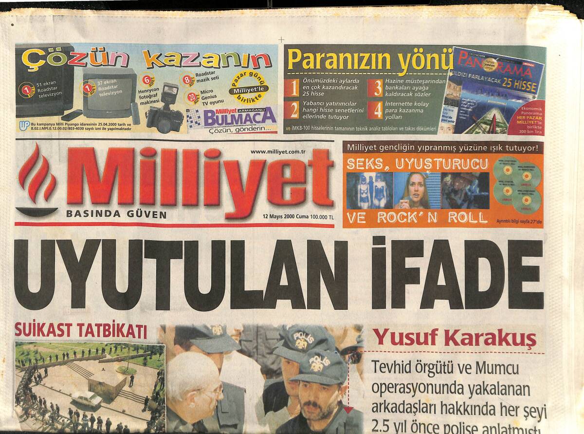 Milliyet Gazetesi 12 Mayıs 2000 - Erbakan'ın Gizli Tüzük Operasyonu Fazilet'i Karıştırdı - Zeynep Oral'a Anlamlı Ödül GZ157495 - 1