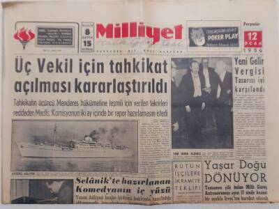 Milliyet Gazetesi - 12 Ocak 1956 - Yaşar Doğu Dönüyor GZ112118 - 1