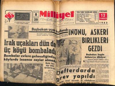 Milliyet Gazetesi 12 Temmuz 1962 - Irak Uçakları Dün De Üç Köyü Bombaladı GZ58854 - 1