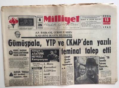 Milliyet Gazetesi 13 Aralık 1963 -96 Bin Aile Hala Susuz Yaşıyor GZ6454 - 3