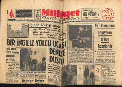Milliyet Gazetesi 13 Ekim 1967 - Bir İngiliz Yolcu Uçağı Denize Düştü,TRT Kanununu Değiştiren Tasarı Hazırlandı GZ58804 - 1
