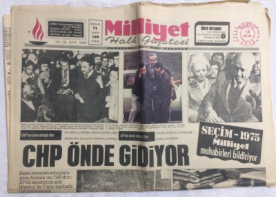Milliyet Gazetesi 13 Ekim 1975 - Seçim 1975 CHP Önde Gidiyor - GZ17699 - 1