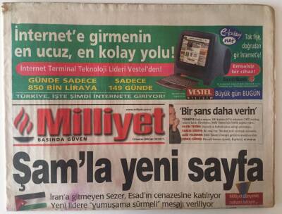Milliyet Gazetesi 13 Haziran 2000 - Mesut Yılmaza 2. Yüce Divan GZ22833 - 1