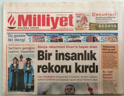 Milliyet Gazetesi 13 Haziran 2004 Dünya Rekortmeni Elvanın Hayatı Dram - GZ44413 - 2