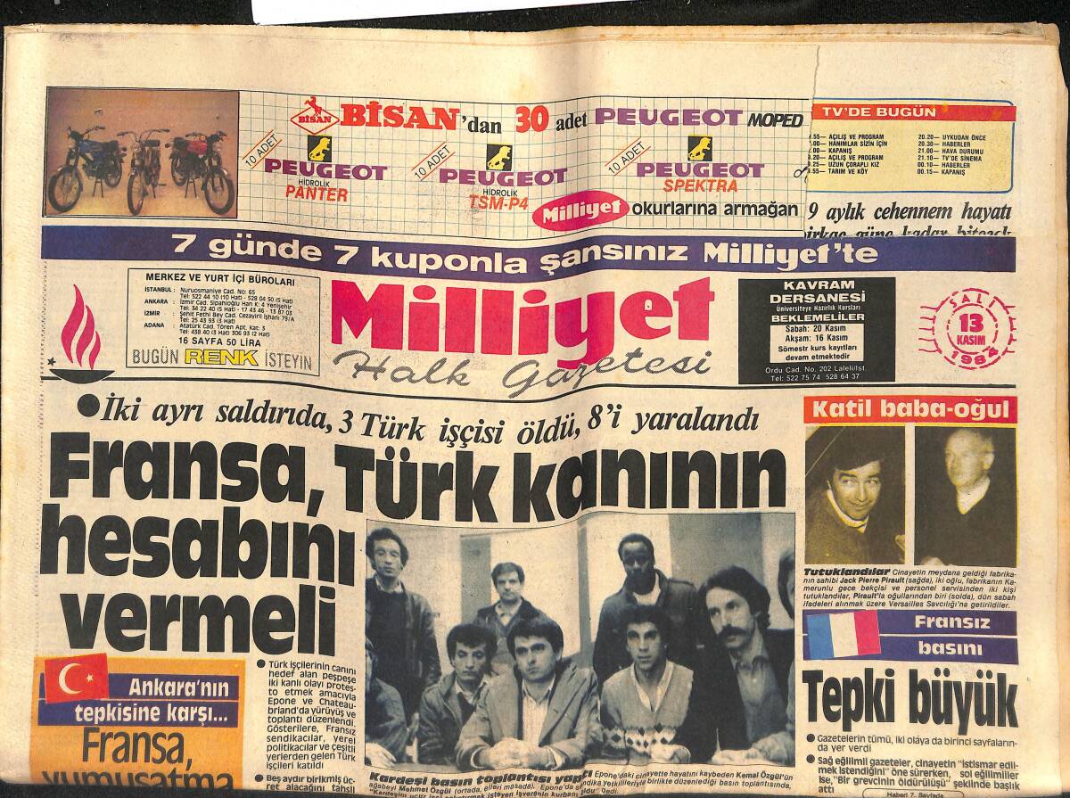 Milliyet Gazetesi 13 Kasım 1984 - İslam'ın Kalbi İstanbul'da - Anap'ta Alarm GZ132770 - 1
