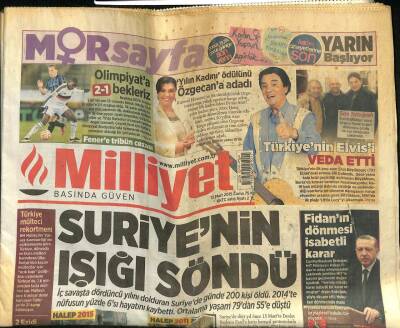 Milliyet Gazetesi 13 Mart 2015 - Türkiyenin İlk Pop Starı Erol Büyükburç Etilerdeki Evinde Ölü Bulundu GZ100365 - 1