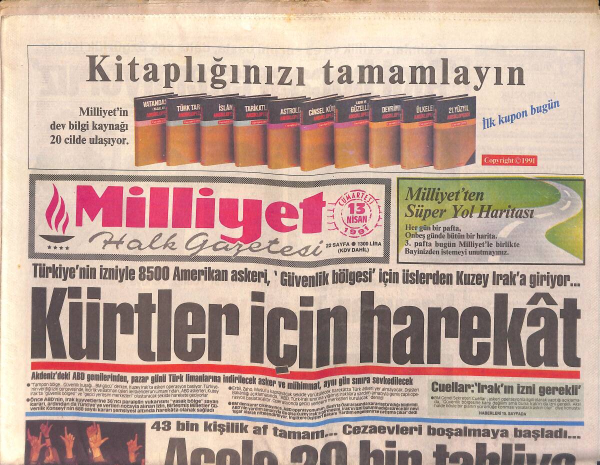 Milliyet Gazetesi 13 Nisan 1991 - Beşiktaşlı Şenol'u Dövdüler - Öztürk Serengil Yıllar Sonra Televizyona Dönüyor GZ155884 - 1