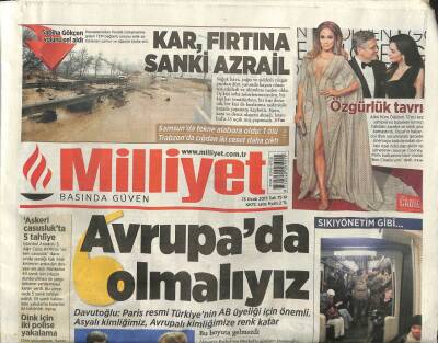 Milliyet Gazetesi 13 Ocak 2015 - Davutoğlu Avrupada Olmalıyız GZ107703 - 1