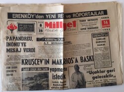 Milliyet Gazetesi 14 Ağustos 1964 - Papandreu , İnönüye Mesaj Verdi GZ13865 - 2