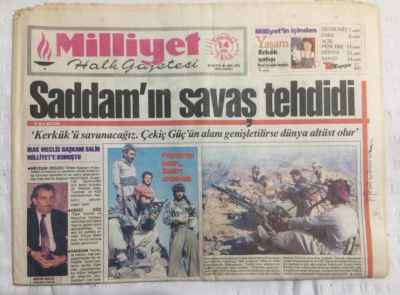 Milliyet Gazetesi 14 Ekim 1992 - Saddamın Savaş Tehtidi,Vergi Paketi Güdük - GZ21243 - 1