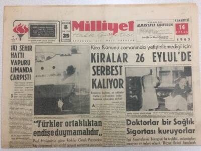 Milliyet Gazetesi 14 Eylül 1963 - Doktorlar Sağlık Sigortası Kuruyorlar GZ52360 - 1