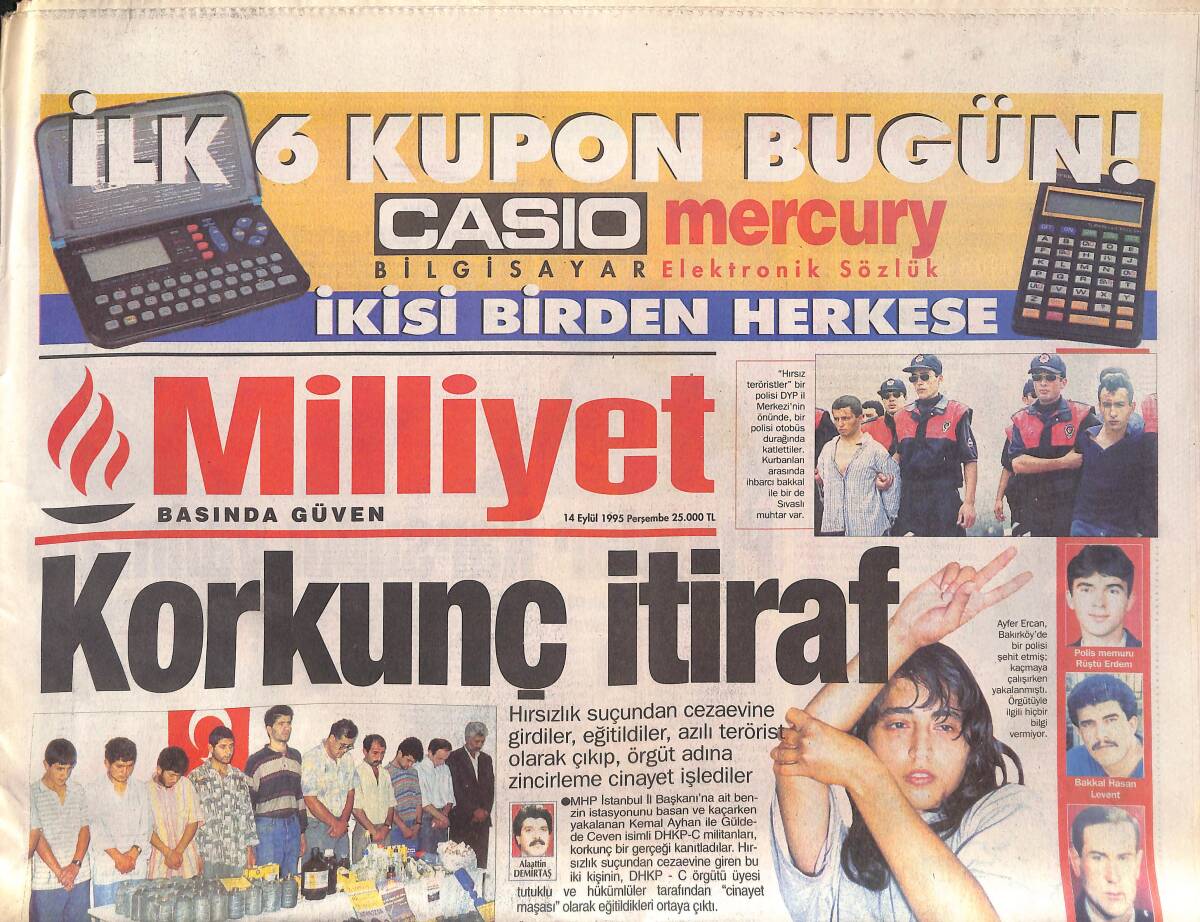 Milliyet Gazetesi 14 Eylül 1995 - Çiller Baykal'a Aracı Gönderdi - Ali Şen'in Karar Haftası - Dublin Kaygısı GZ132630 - 1