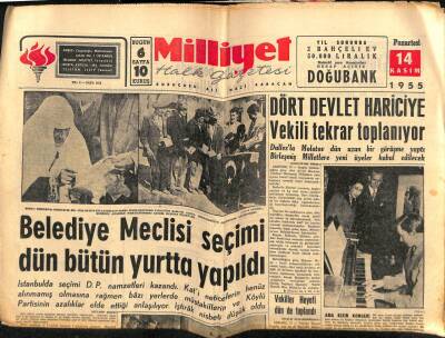 Milliyet Gazetesi 14 Kasım 1955 - Belediye Meclisi Seçimi Bütün Yurtta Yapıldı GZ59692 - 1