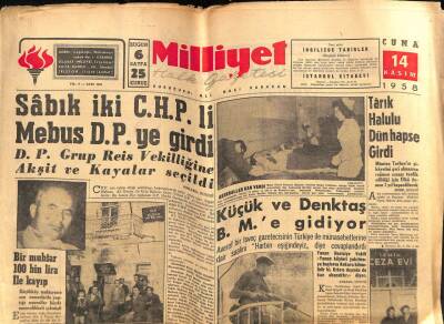 Milliyet Gazetesi 14 Kasım 1958 - Fazıl Küçük Ve Rauf Denktaş BMye Gidiyor GZ59500 - 1