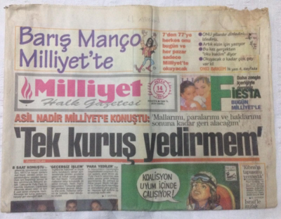 Milliyet Gazetesi 14 Kasım 1993 - Barış Manço Milliyette - GZ15777 - 2