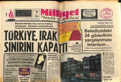 Milliyet Gazetesi 14 Mart 1974 - Türkiye Güveliği Sağlamak İçin Irak Sınırını Kapattı GZ59447 - 1