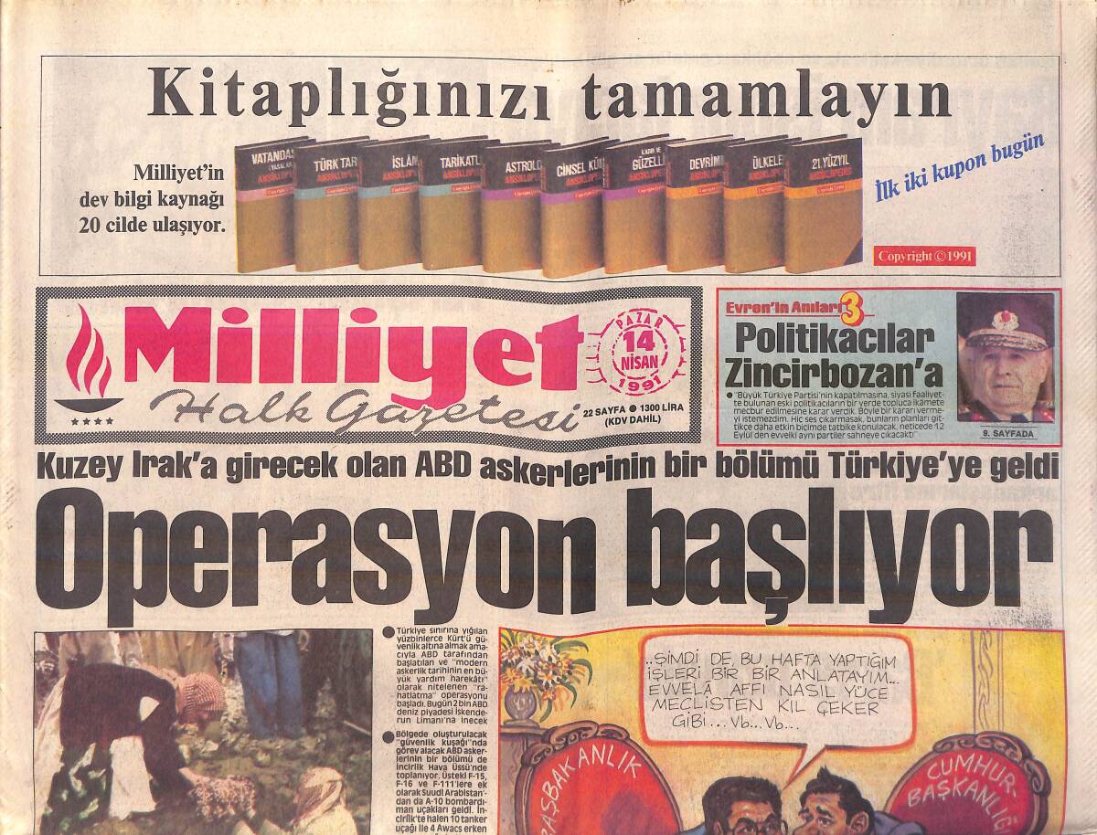 Milliyet Gazetesi 14 Nisan 1991 - Zeki Alasya Ve Metin Akpınar İle Politika - Özkan Sümer, Trabzon'u Kandırdı GZ155868 - 1
