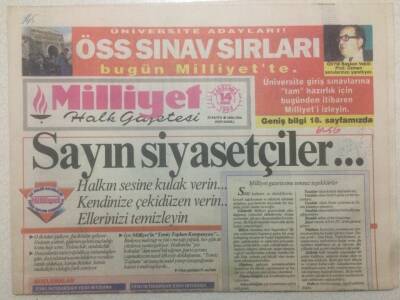 Milliyet Gazetesi 14 Nisan 1993 - Sayın Siyasetçiler... GZ51554 - 1