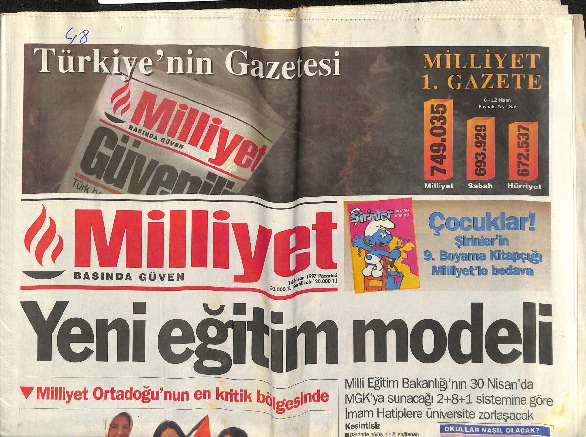 Milliyet Gazetesi 14 Nisan 1997 - RP'li Gül'den Erez Yorumu - Beşiktaş Takipte GZ152987 - 1