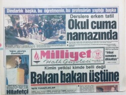 Milliyet Gazetesi - 14 Ocak 1989 - Bakan Bakan Üstüne, Okul Cuma Namazında GZ46016 - 2