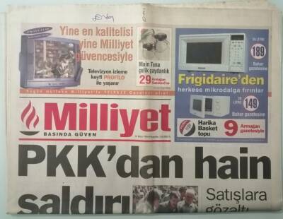 Milliyet Gazetesi 15 Ekim 1998 Pkk Dan Hain Saldırı -Siyasette Fırtına -GZ37549 - 1