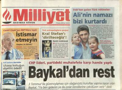 Milliyet Gazetesi 15 Haziran 2004 - Sertap Erener Doğuya Döndü, Baykaldan Rest GZ97284 - 1