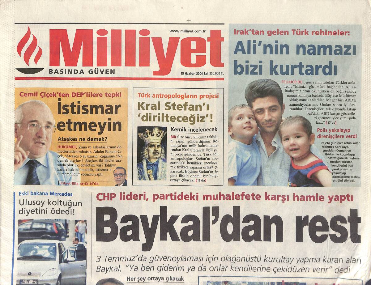 Milliyet Gazetesi 15 Haziran 2004 - Sertap Erener Doğuya Döndü - David Beckham Suçu Üstlendi GZ153440 - 1