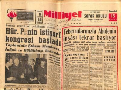 Milliyet Gazetesi 15 Mart 1958 - Kruşçev Türk Rus Dostluğu İstiyor GZ59618 - 1