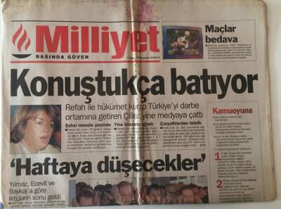 Milliyet Gazetesi - 15 Mayıs 1997 - Çiller Konuştukça Batıyor GZ43939 - 2