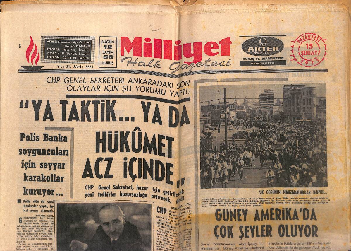 Milliyet Gazetesi 15 Şubat 1971 - Rosalinde Fuller Yurdumuza Geliyor - Alev Oraloğlu: Düzenli Hayat Ve Tiyatro Bir Arada Yürümüyor GZ140263 - 1