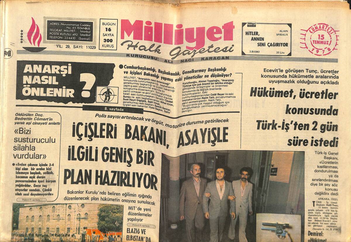 Milliyet Gazetesi 15 Temmuz 1978 - Neslihan Gence, Tarık Akan İle Röportaj - Levent Kırca Nasrettin Hoca Haftasında Çeşitli Roller Canlandıracak GZ140205 - 1