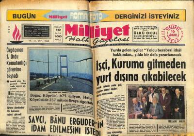 Milliyet Gazetesi - 16 Ağustos 1973 - Banu Ergüderin İdamı İstendi GZ110744 - 1