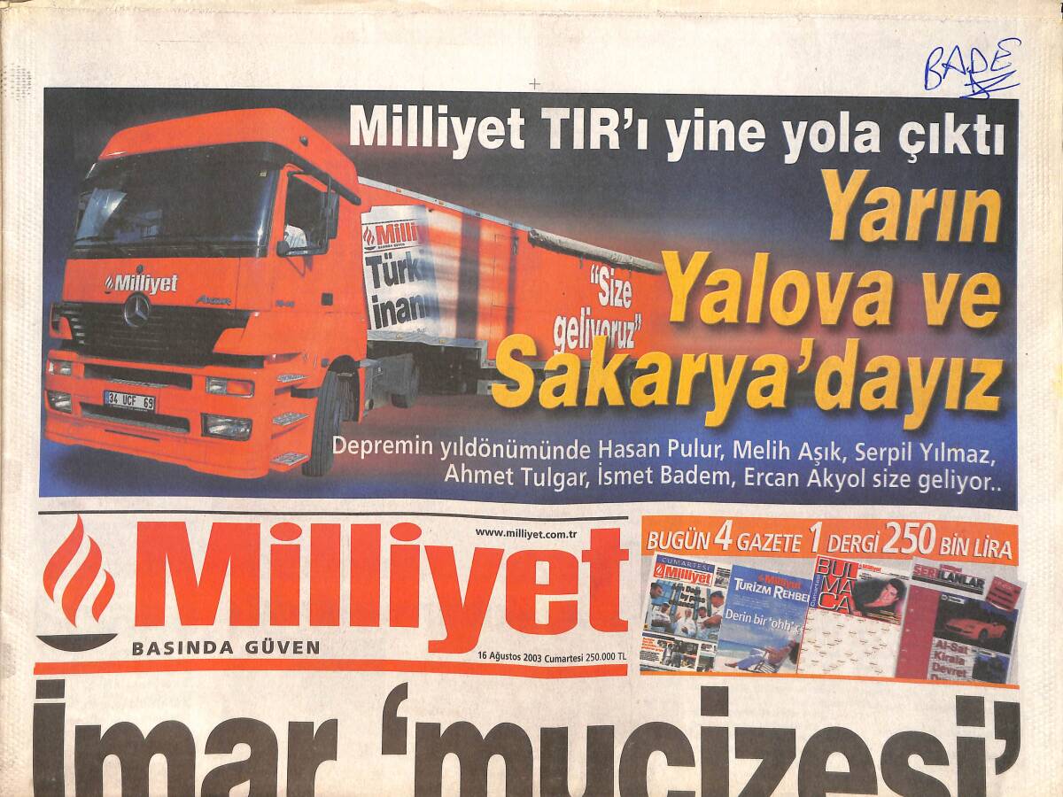 Milliyet Gazetesi 16 Ağustos 2003 - Pele, Beckham İçin Ağır Konuştu - Fenerbahçe Gözü Açtı GZ3793 - 1
