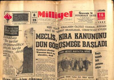 Milliyet Gazetesi 16 Aralık 1964 - Türk Heyeti Rusyaya Gidiyor.Rusya İkili Görüşme İstedi GZ59435 - 1
