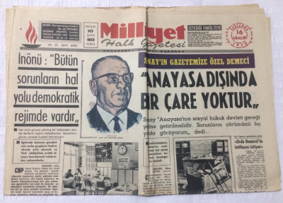 Milliyet Gazetesi 16 Aralık 1970 - Sunayın Ve İnönünün Demeçleri - GZ15817 - 1