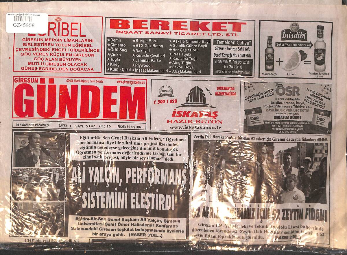 Giresun Gündem Gazetesi 9 Nisan 2018 -Validen Çocuk Evlerine Ziyaret- Giresun Eski Valisi Öner Hayatını Kaybetti GZ132740 - 1