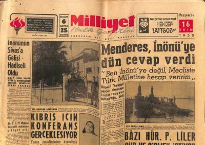 Milliyet Gazetesi 16 Ekim 1958 - Adnan Menderes İnönüye Cevap Verdi GZ59591 - 1