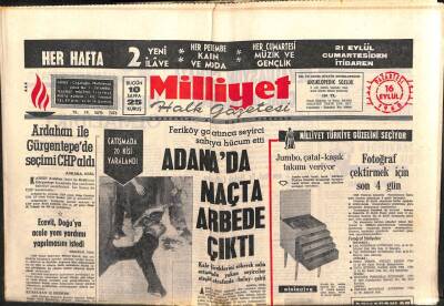 Milliyet Gazetesi 16 Eylül 1968 - Adanada Maçta Arbede Çıktı GZ103554 - 1