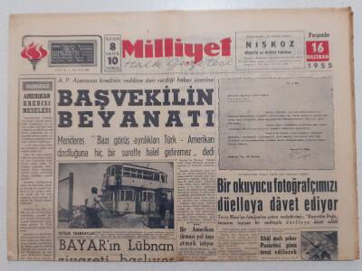 Milliyet Gazetesi - 16 Haziran 1955 - Başvekilin Beyanatı GZ112090 - 1