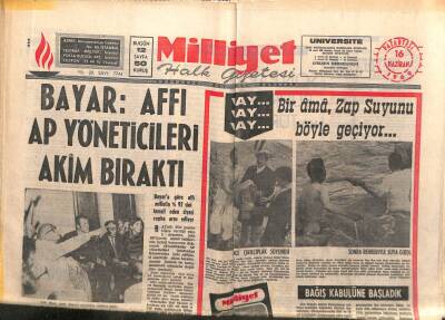 Milliyet Gazetesi 16 Haziran 1969 - BayarAffı AP Yöneticileri Akim Bıraktı GZ103536 - 1