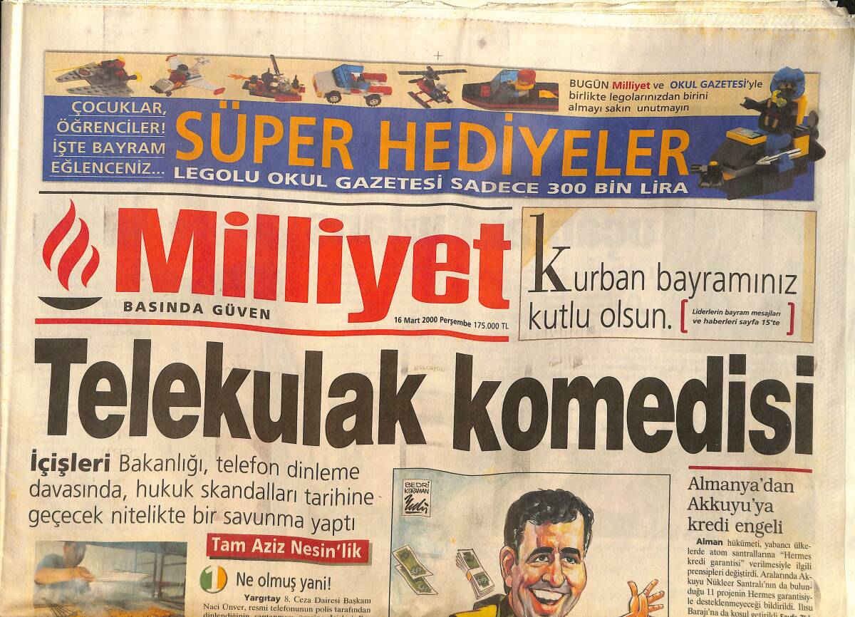 Milliyet Gazetesi 16 Mart 2000 - Tabancalı Gece Ersoy'un Sinirini Bozdu - Ebru Gündeş'e Uçan Ambulans GZ157368 - 1