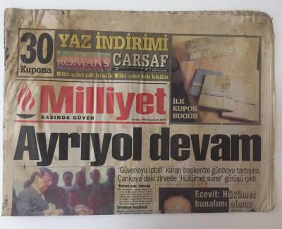Milliyet Gazetesi 16 Mayıs 1996 - Anayasa Mahkemesi 53. Hükümetin Güvenoylamasını İptal Etmesi Krize Yol Açtı GZ11103 - 2