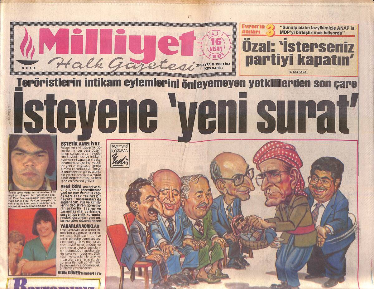 Milliyet Gazetesi 16 Nisan 1991 - ABD Askerleri Şırnak'ta - Semra Özal'ın Kongre Kulisi - Marlboro Pazarı Ele Geçirdi GZ155869 - 1