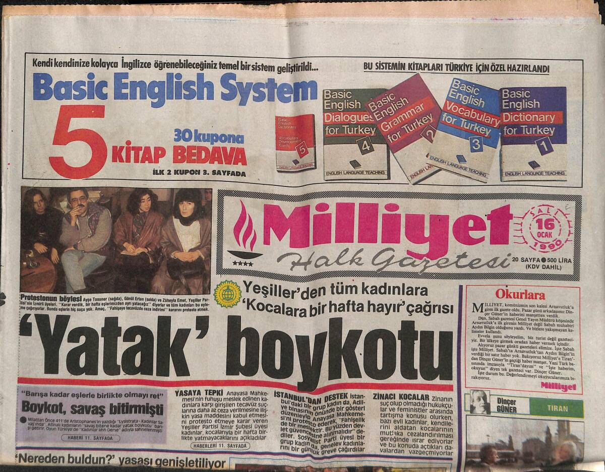 Milliyet Gazetesi 16 Ocak 1990 - Orhan Gencebay Yazıyor: Benim Arabeskim - Ajda Pekkan'ın Sürprizi GZ149302 - 1